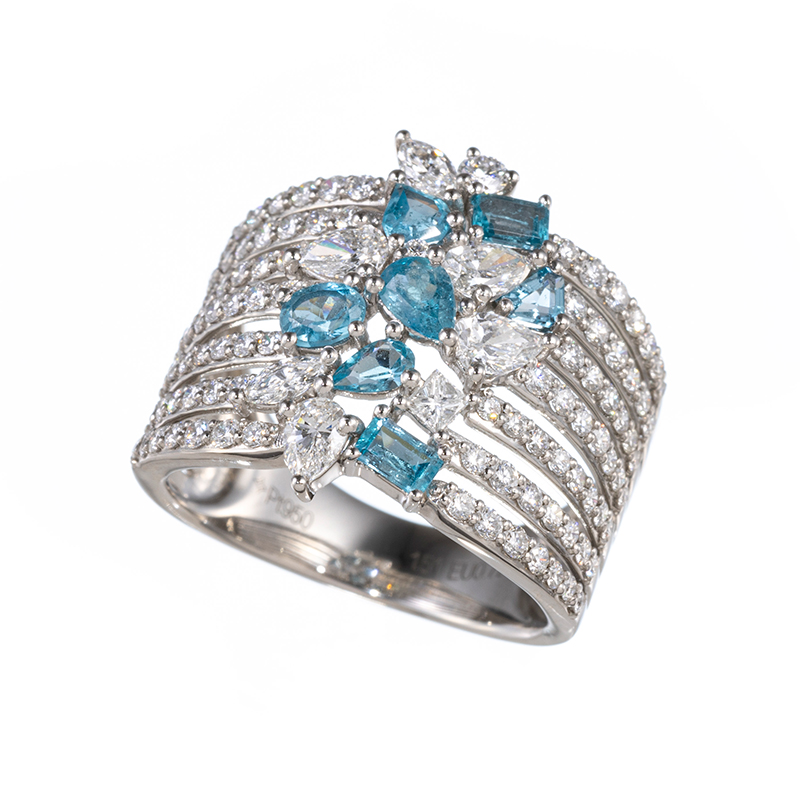 PT950 ユークレース ダイヤ リング EUC 0.72ct D 1.51ct 