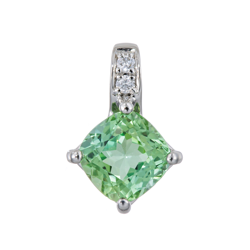 PT950ミントカラートルマリンダイヤペンダントトップT約0.85ctD約0.01ct
