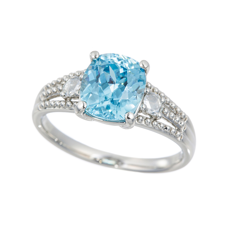 PT950ブルージルコンダイヤリングZI約3.10ctD約0.06ct