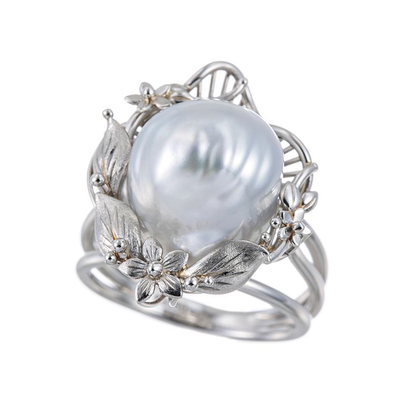 PT950 白蝶真珠 リング P 約11.2-11.9mm