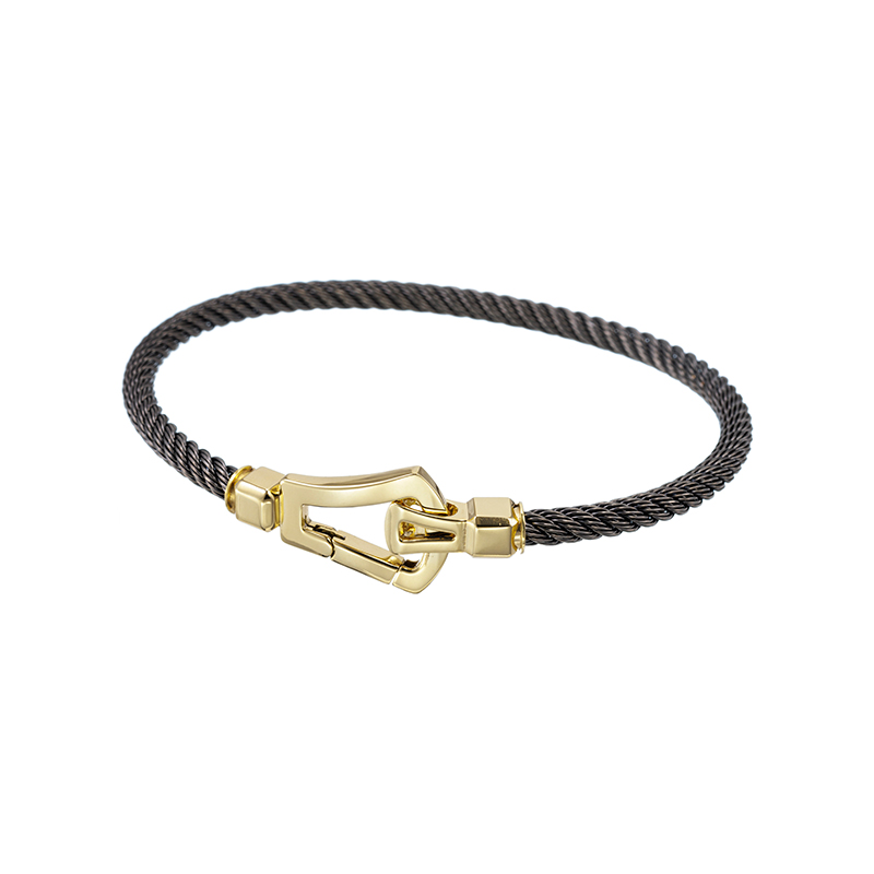 K18YG/ステンレススチール(PVDコーティング)ブラックカラーイタリーバングルK18：約7.0g