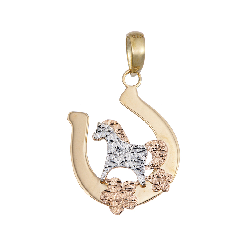 K18YG/WG/PG 3カラー馬蹄 ペンダントトップ 約0.4g