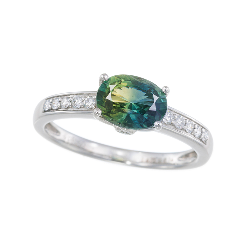 PT950 バイカラーサファイア ダイヤ リング SA 1.675ct D 0.14ct