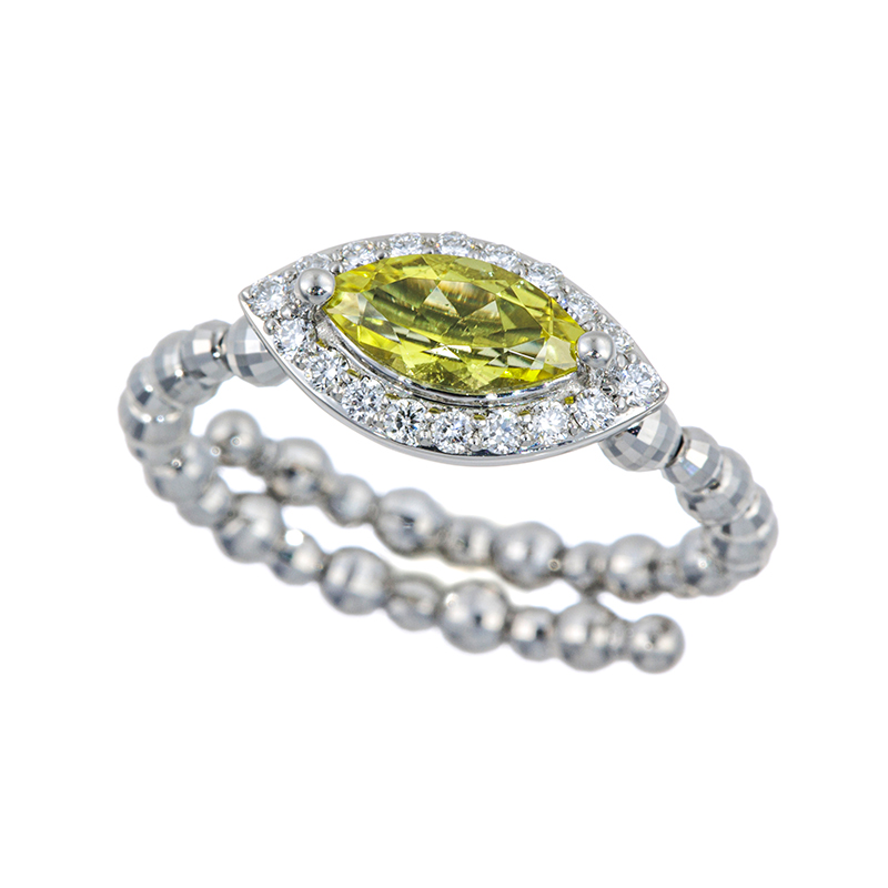 PT950 カナリートルマリン ダイヤ フリーリング T 約0.40ct D 約0.13ct 9～2