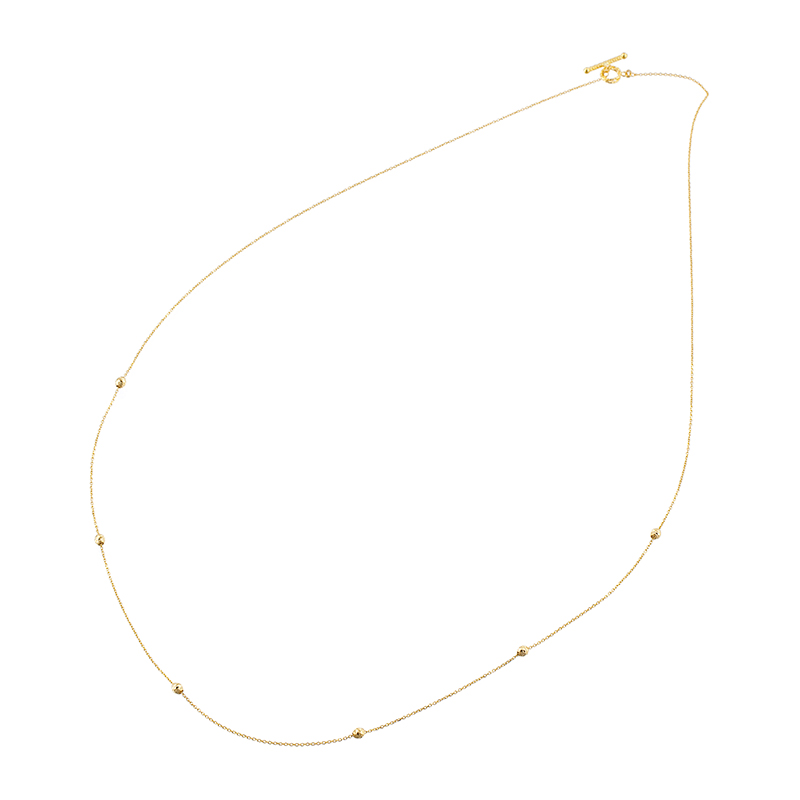 K18YG スライドシャンデリアミラー Tバーエンド ロングネックレス 長さ 約60cm 幅 約0.