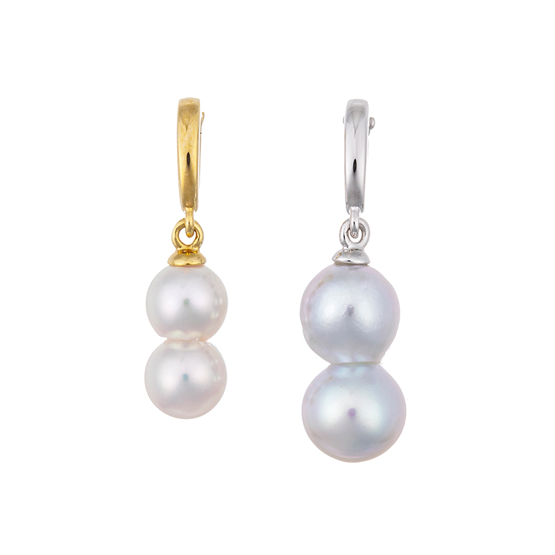 SV アコヤ真珠 ナチュラルカラー＆アコヤ真珠 ツインモチーフパール ペンダントトップ 2点セット