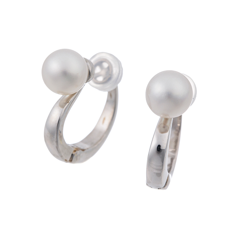 SV 越物 アコヤ真珠 無調色 フェザータッチイヤリング P 約6.0mm