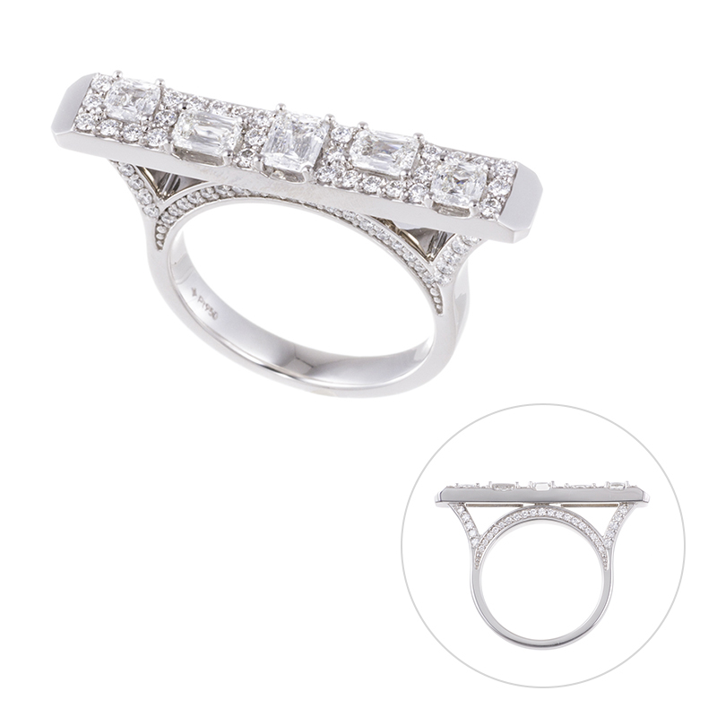 PT950 クリスカット＆クリスクッションカットダイヤモンド & ダイヤ(リリーダイヤカット) & 