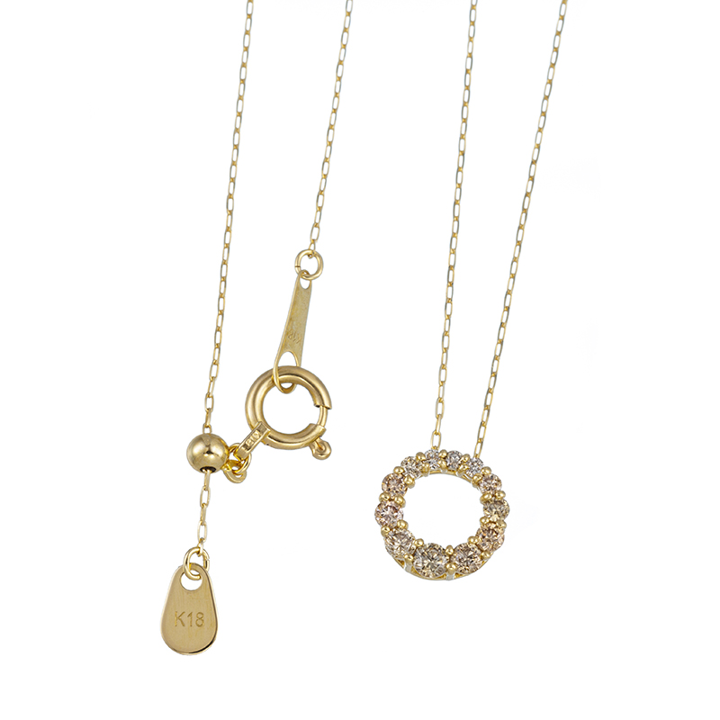 K18YGブラウンダイヤモンドネックレスBRD約0.20ct