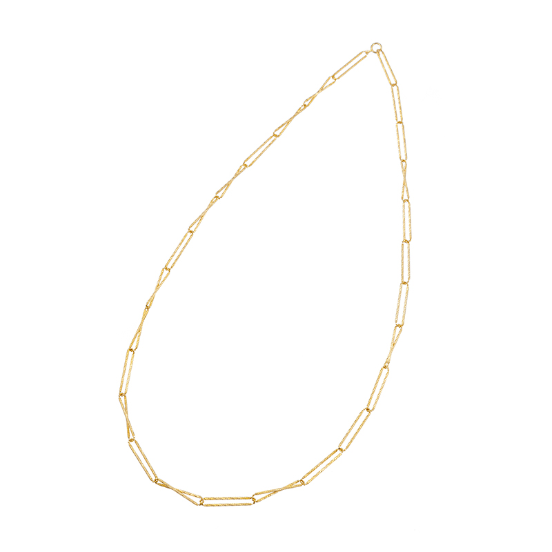 K18YG クロスカット クリップチェーン ロングネックレス 