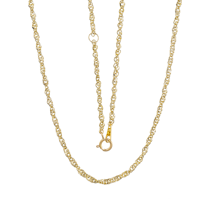 K18YG ワイドスパイラルネックレス キラキラアジャスター環付き 約1.3ｇ