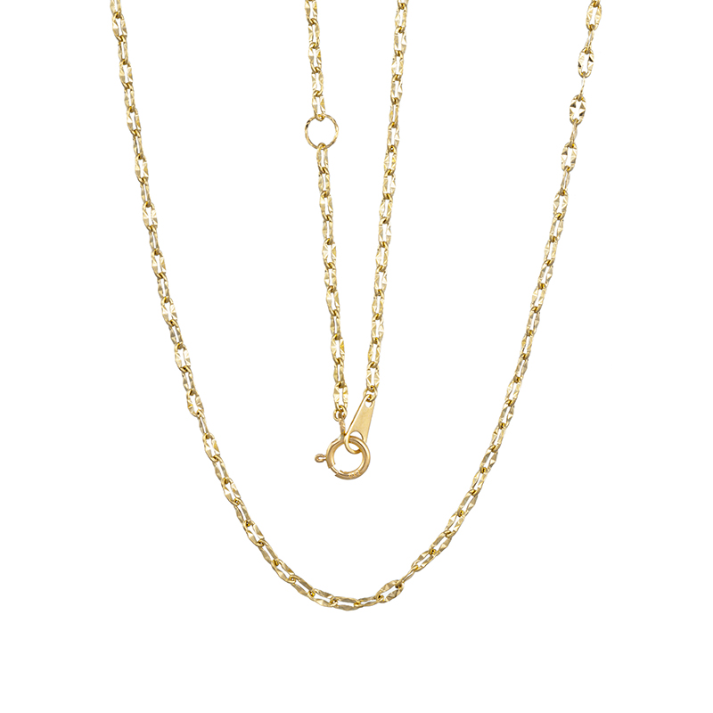 K18YG トライアングルプレスネックレス キラキラアジャスター環付き 約1.0g