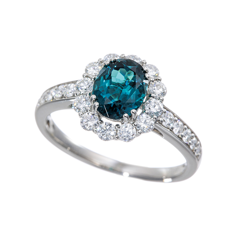 PT950 ブルートルマリン ダイヤ リング T 1.25ct D 0.65ct