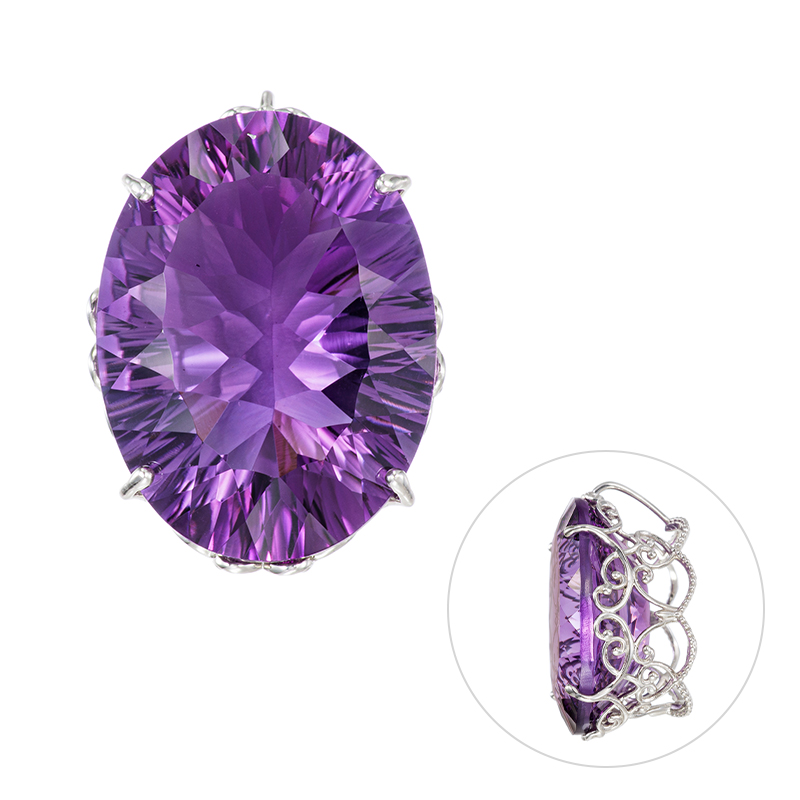 PT950 コンケーブカット アメシスト ペンダントトップ AM 約13.00ct