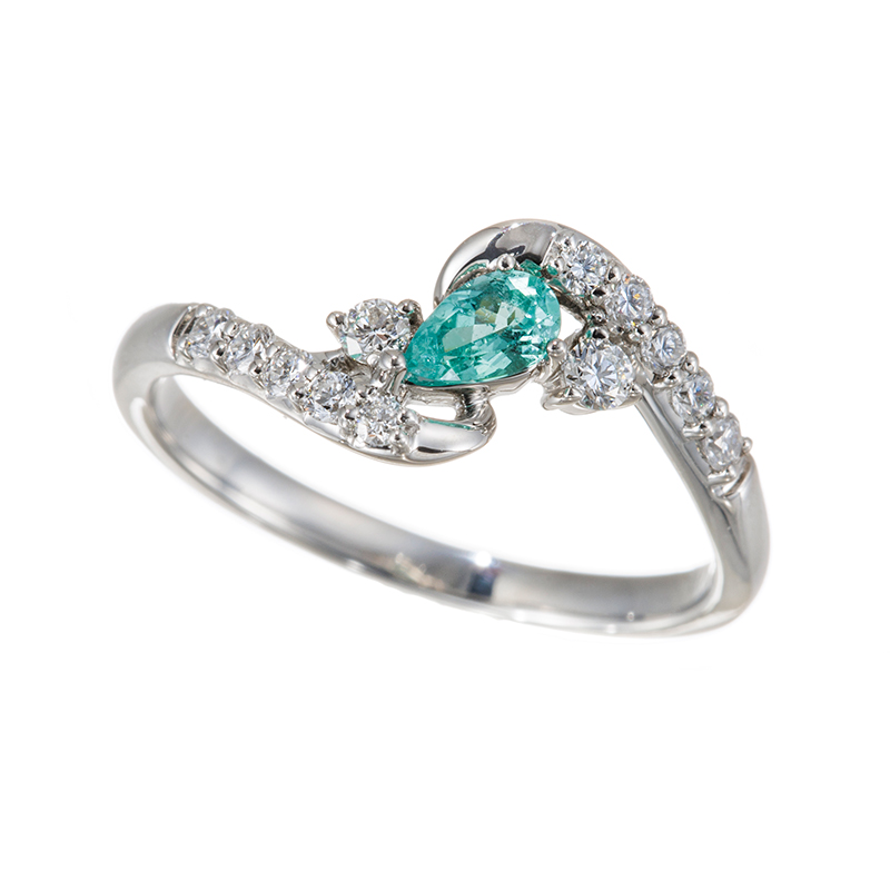 PT950 ブラジル産パライバトルマリン ダイヤ リング PRT 約0.15ct D 約0.20ct