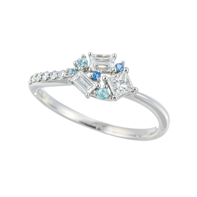 PT950 クリスカットダイヤモンド & ダイヤ(リリーダイヤカット) ブラジル産パライバトルマリン