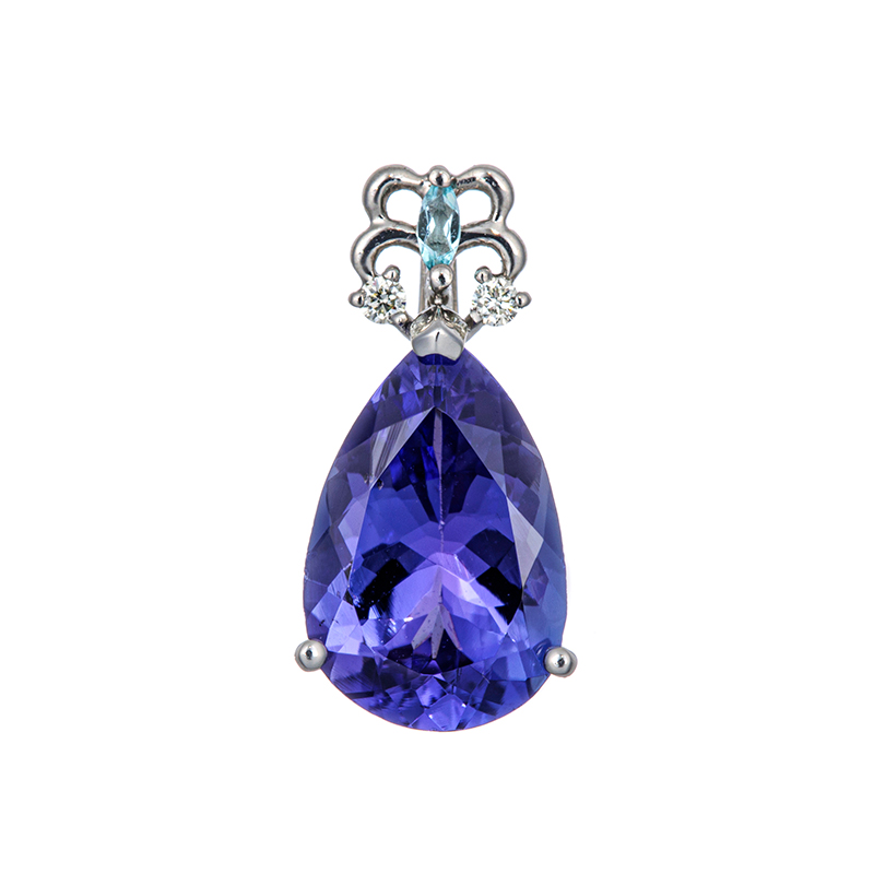 PT950 タンザナイト ブラジル産パライバトルマリン ダイヤ ペンダントトップ TA 約1.50c