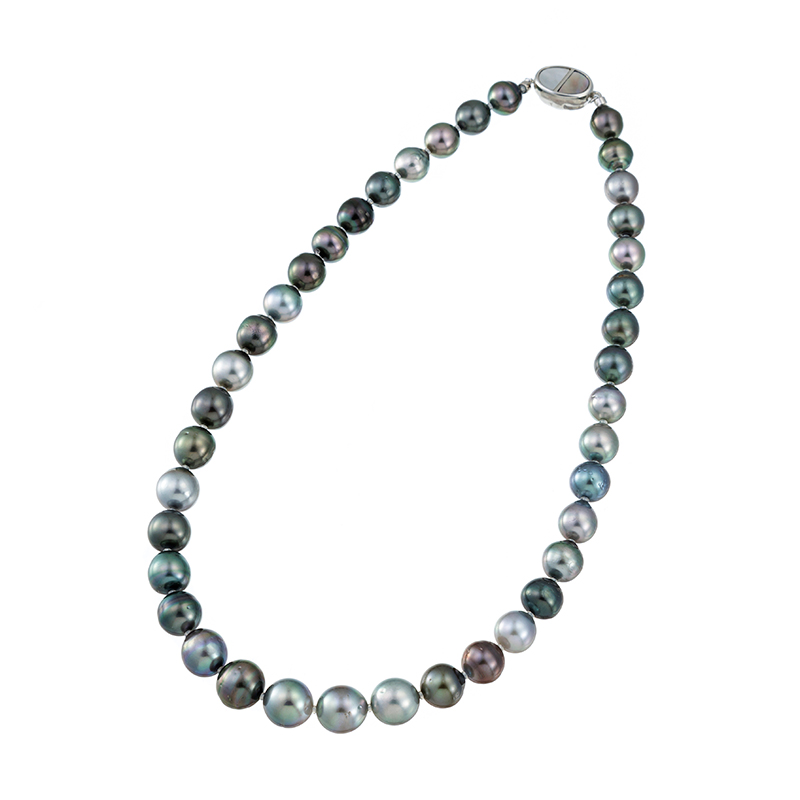 SVテリVeryGood黒蝶真珠ナチュラルマルチカラー白蝶貝黒蝶貝ネックレスP約8.0-10.0mm