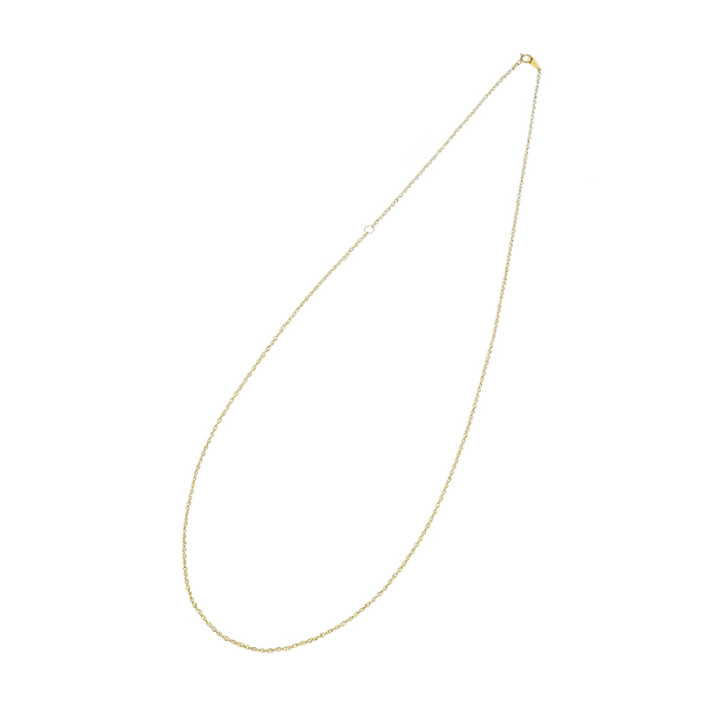 K18YG スパイラルロングチェーンネックレス59 キラキラアジャスター環付き 約0.9g