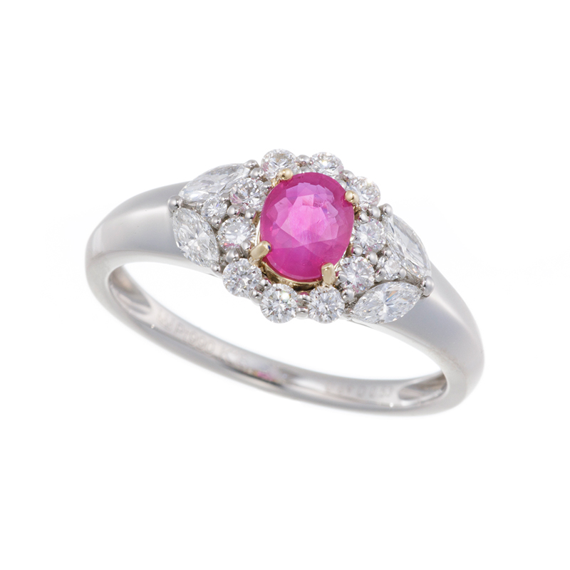 PT990/K18YG ミャンマー産 非加熱ルビー ダイヤ リング 