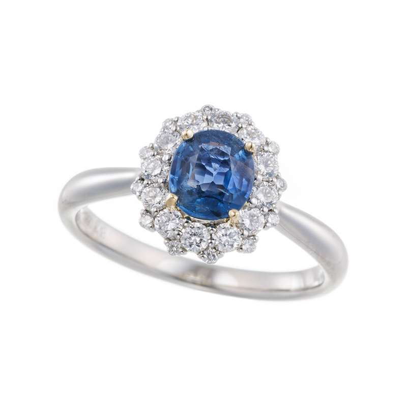 PT990/K18YG ミャンマー産 非加熱サファイア ダイヤ リング 