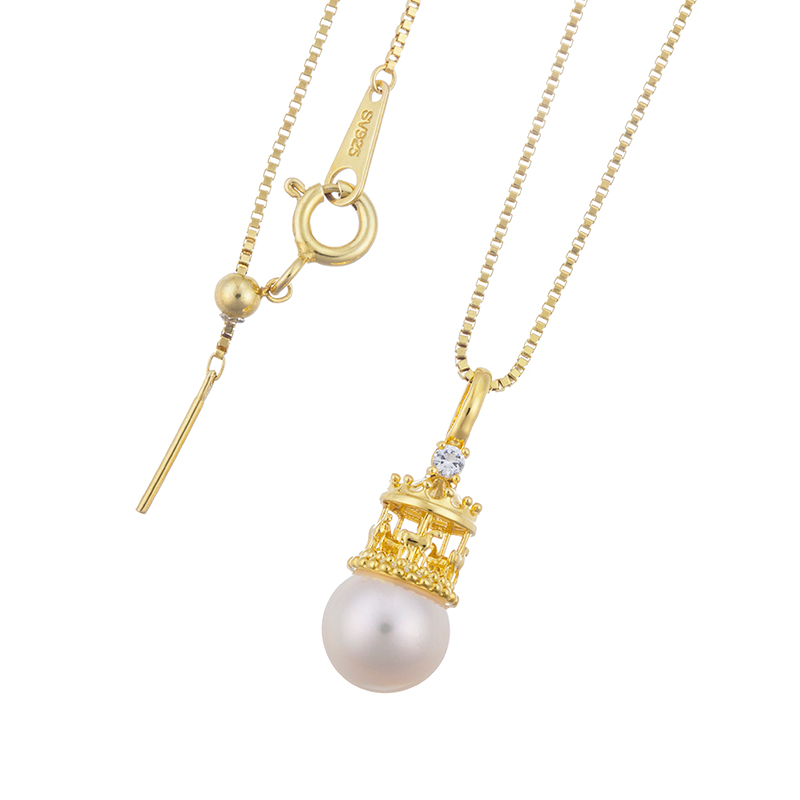 GSTV SVアコヤ真珠ホワイトトパーズメリーゴーランドモチーフデザイン