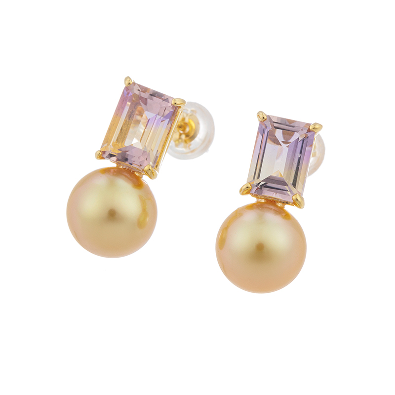 SV 白蝶真珠 アメトリン ピアス カクテル Reinerose Keiko 