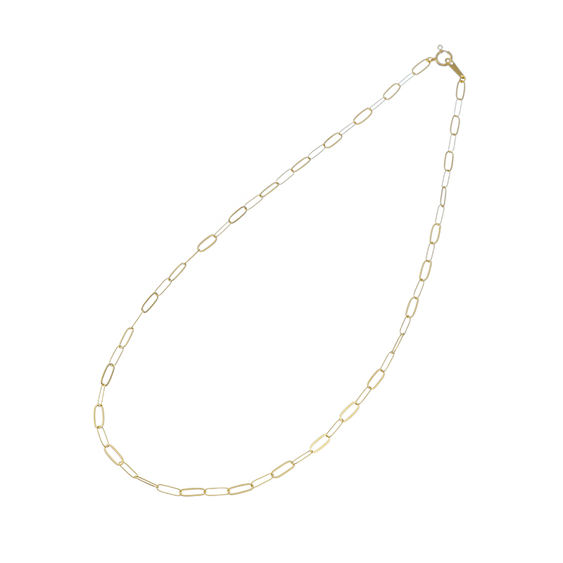 K18CGフラットクリップチェーンネックレス長さ約42cm幅約2.1-3.0mm重量約2.0g