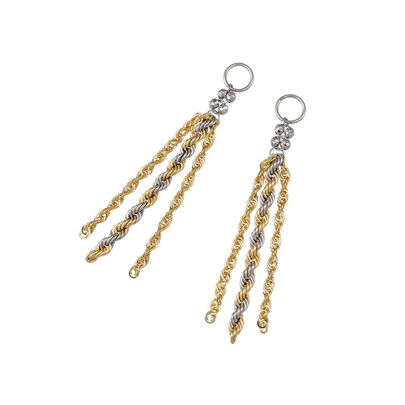 K18YG/PT850 2カラーコンビネーション ロープ チャーム 縦 約46.0mm 横 約6.0