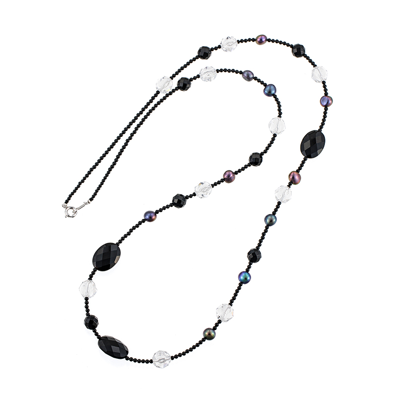 SV オニキス クォーツ 淡水真珠(トリート) ネックレス