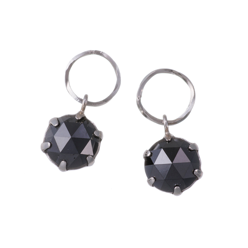 PT900 ローズカットブラックダイヤモンド(トリート) チャーム BLD 約0.90ct