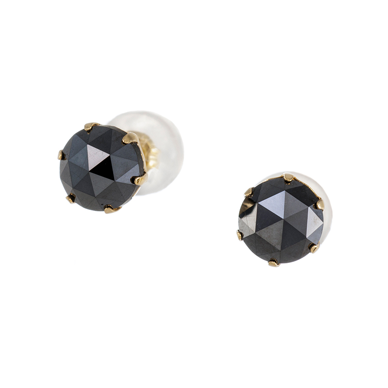 K18YG ローズカットブラックダイヤモンド(トリート) ピアス BLD 約1.30ct