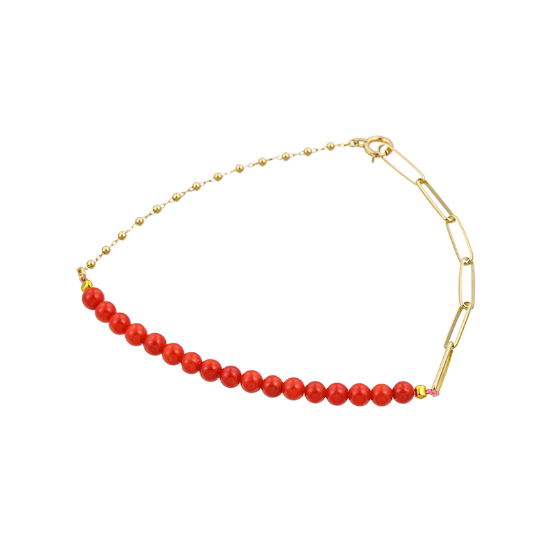 K18YG 地中海サンゴ ブレスレット COR 約4.00ct
