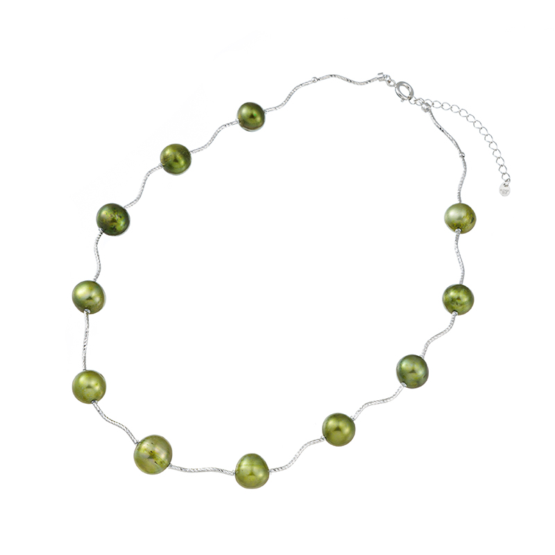 SV 淡水真珠 ピスタチオカラー(トリート) デザインネックレス P 約10.0mm 約45cm