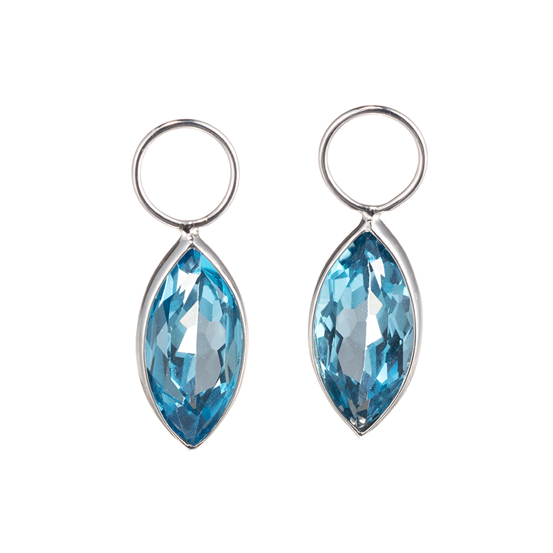 パラジウムシルバー950 エレクトリックブルートパーズ チャーム TO 約4.00ct