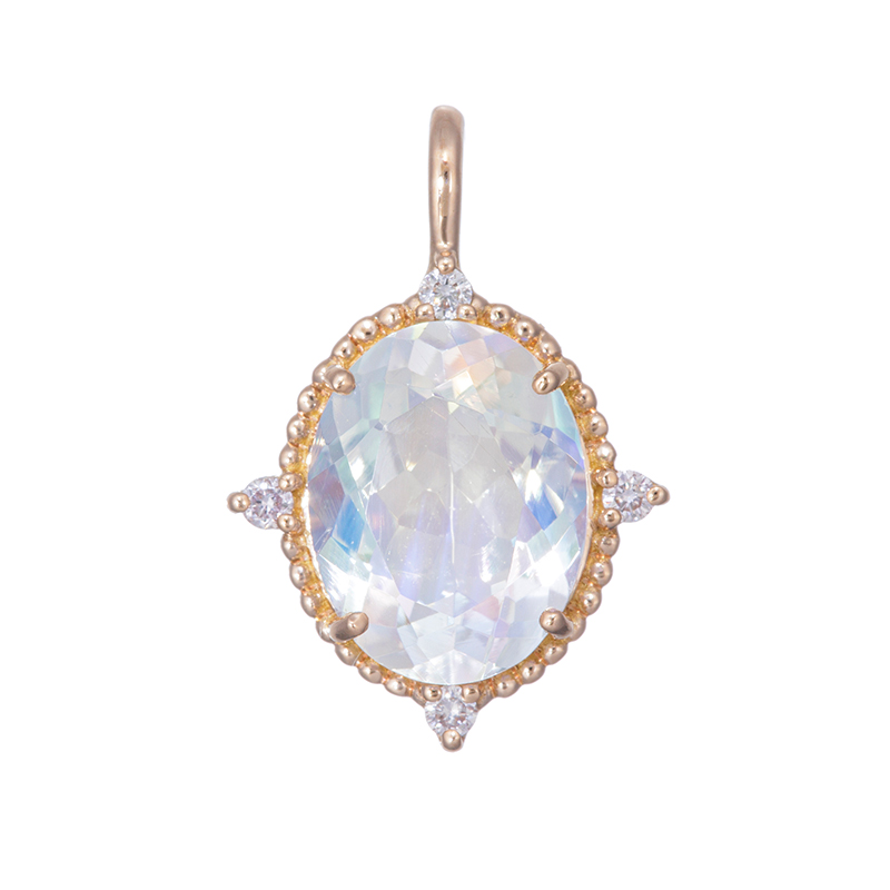 K18PG アンデシン/ラブラドライト ピンクダイヤ ペンダントトップ AN/LAB 約1.50ct