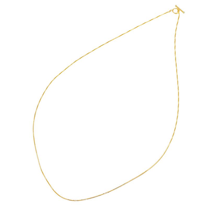 K18YGTバーエンドレールチェーンネックレス長さ約60cm幅約1.0mm重量約4.4g