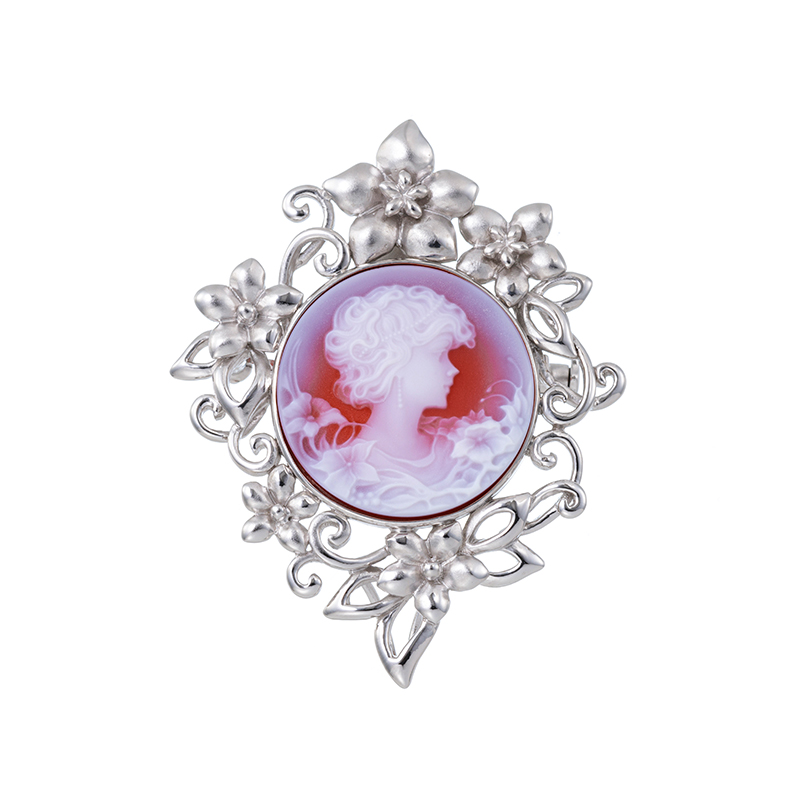 SV メノウカメオ ペンダントブローチ カメオ 約20×20mm