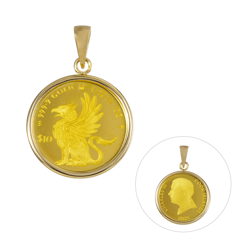 純金/K18YG2025年1/20ozグリフィンコインぺペンダントトップ