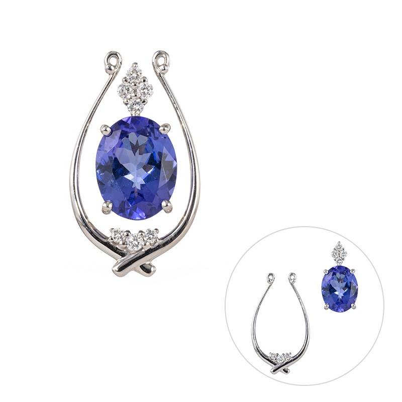 PT950 タンザナイト ダイヤ ペンダントトップ 2点セット TA 約2.00ct D 約0.08