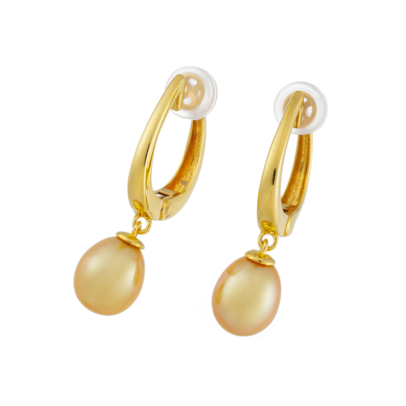 SVカラミアン産白蝶ケシパールナチュラルゴールデンフェザータッチイヤリング