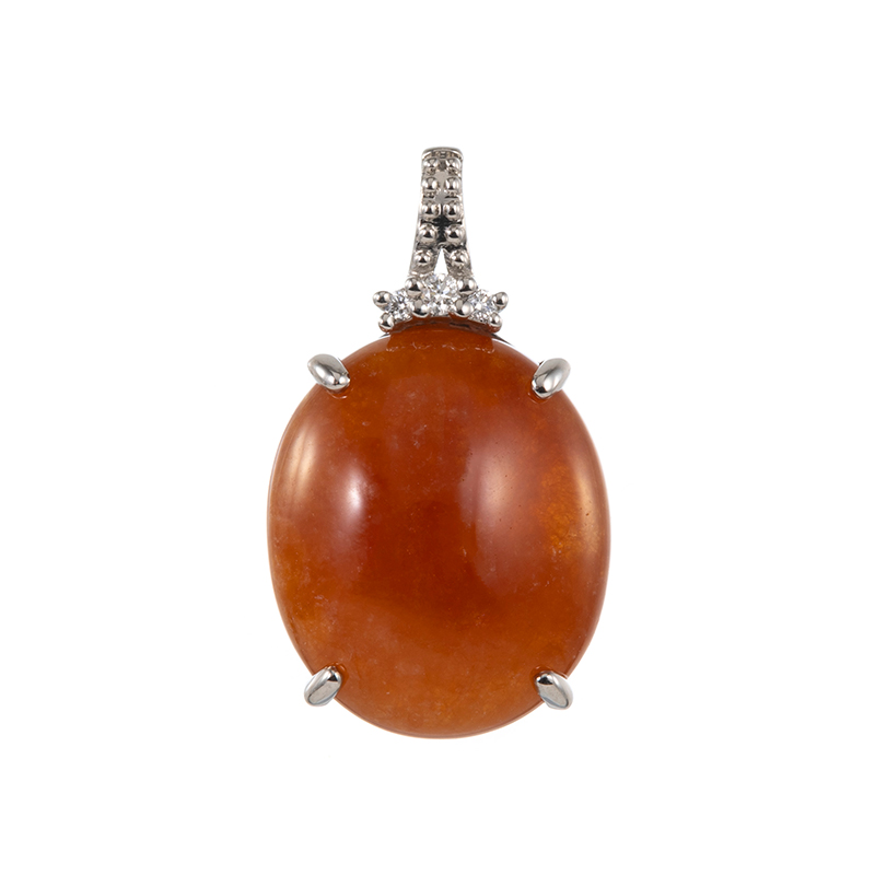 PT950 オレンジヒスイ ダイヤ ペンダントトップ J 約5.30ct D 約0.01ct