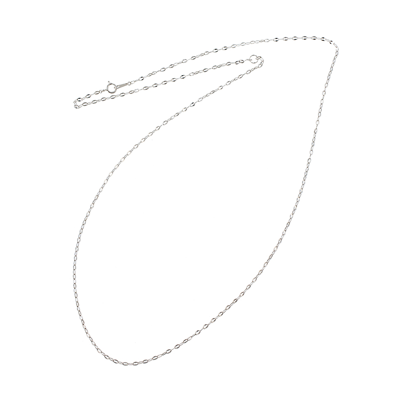 K18WG ホローフラットケーブル チェーンネックレス60 キラキラアジャスター環付き 約0.9g