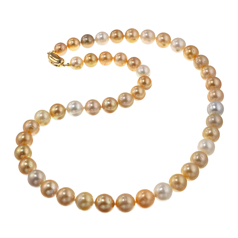SVテリVeryGood白蝶真珠ナチュラルマルチカラーネックレスP約10.0-13.0mm約62cm