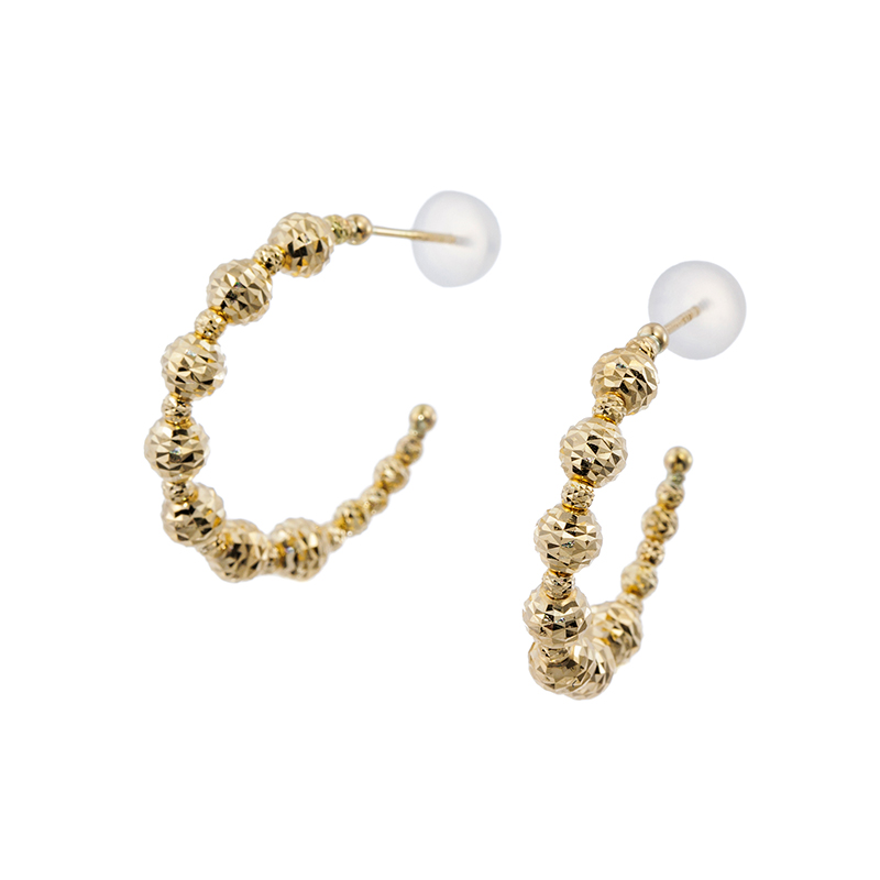 K18YGクロスランタンカットフープピアス縦:約23.0mm横:約3.9mm総重量:約1.3g