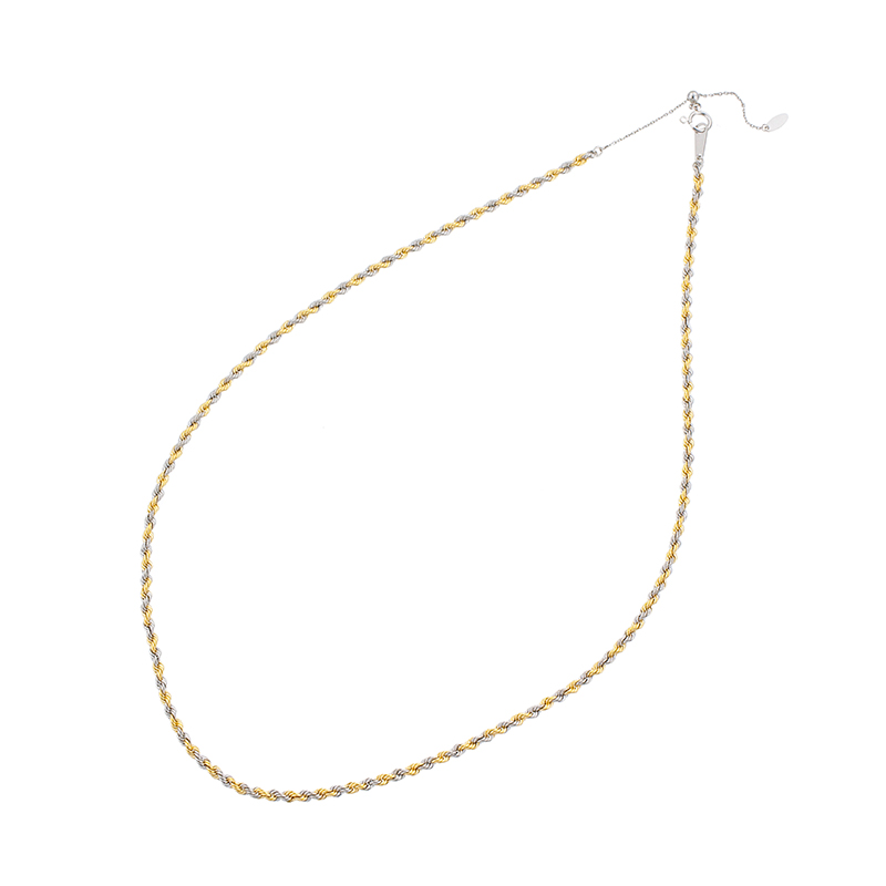 K18YG/PT8502カラーコンビネーションロープチェーンネックレス