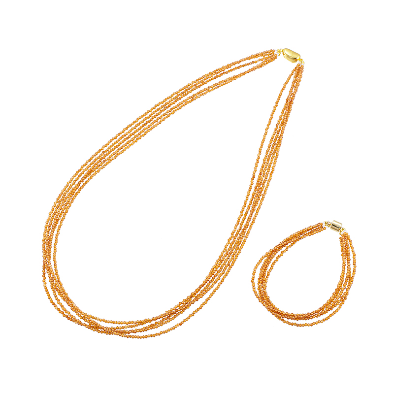 SV ヘソナイトガーネット 5連 ネックレス ＆ ブレスレット 2点セット GA約134.00ct