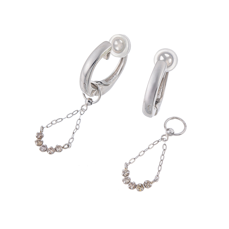 PT900/PT850/SVブラウンダイヤチャーム&フェザータッチイヤリング2点セット