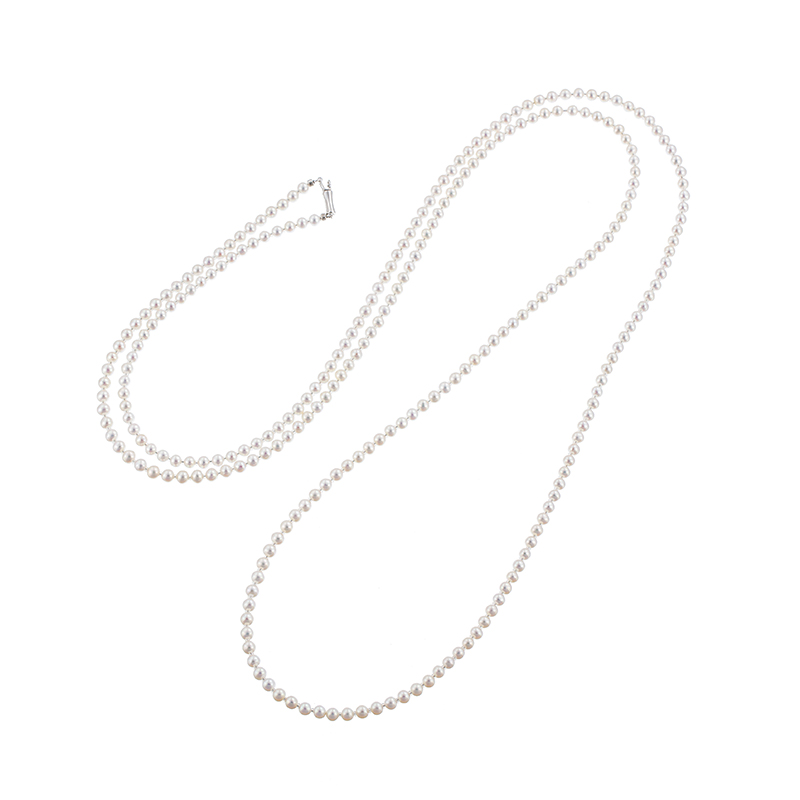 SV 有核淡水真珠 ロングネックレス P 約4.0mm 約128cm