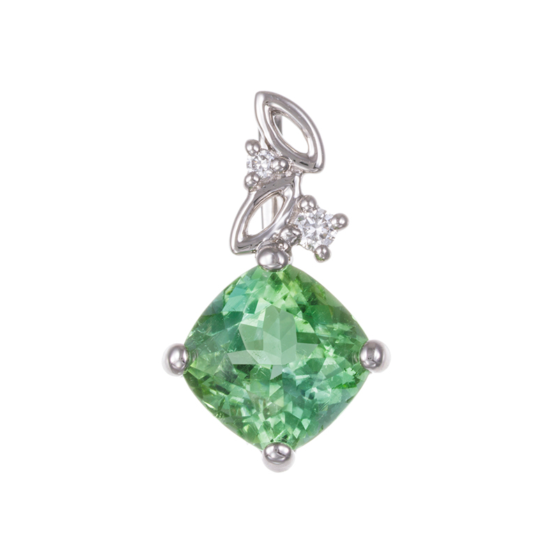 PT950 ミントカラートルマリン ダイヤ ペンダントトップ T 約1.20ct D 約0.02ct